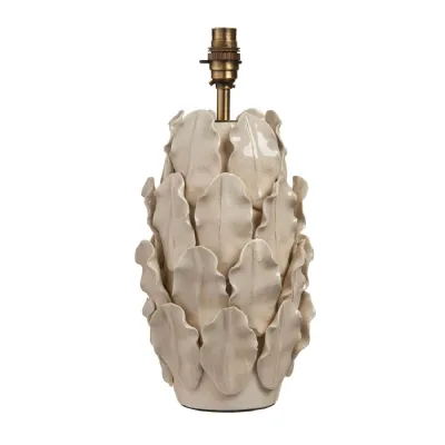Leaf Table Lamp Base Ivory Crackle Large