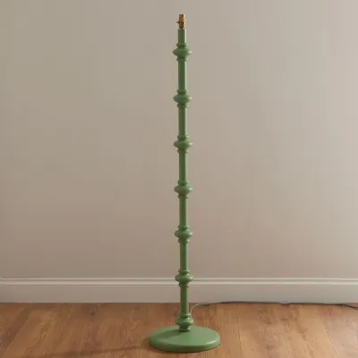 Green Wooden Turned Spindle Floor Lamp Base Only