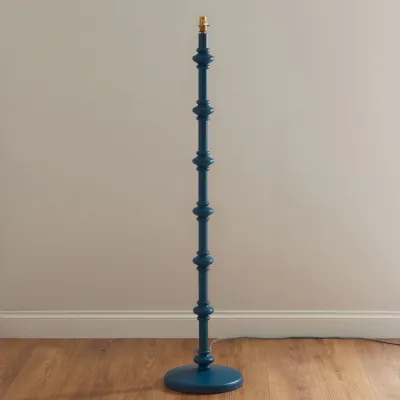 Blue Wooden Turned Spindle Floor Lamp Base Only