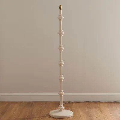 White Wooden Turned Spindle Floor Lamp Base Only