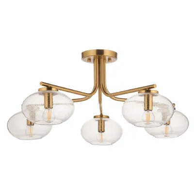 5 Light 5 Ceiling Light Warm Brass