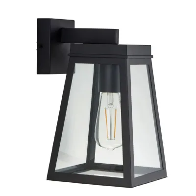 Lymington Wall Light Textured Black &amp Clear Glass