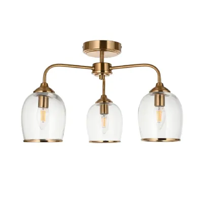 Ceiling 3 Light Brushed Aged Brass