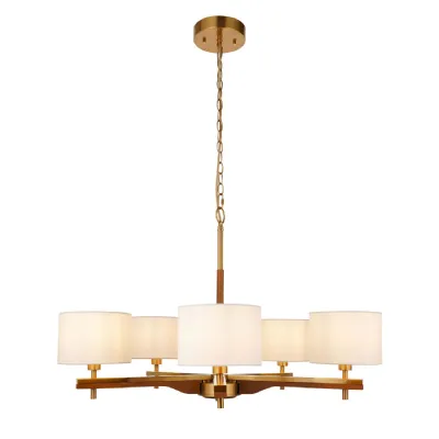 Heathcliff 5 Pendant Light Brushed Aged Brass