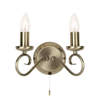 Trafford 2 Wall Light Antique Brass