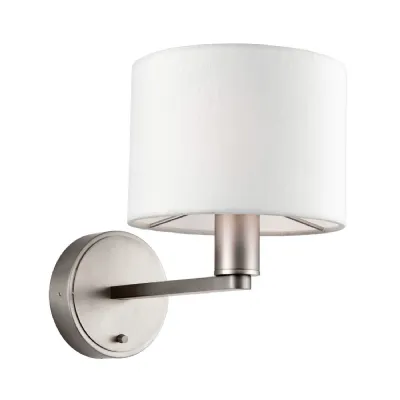 Daley Wall Light Nickel And White Faux Silk
