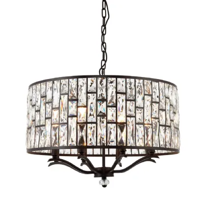 Bronze Glass Crystal Pendant Chandelier