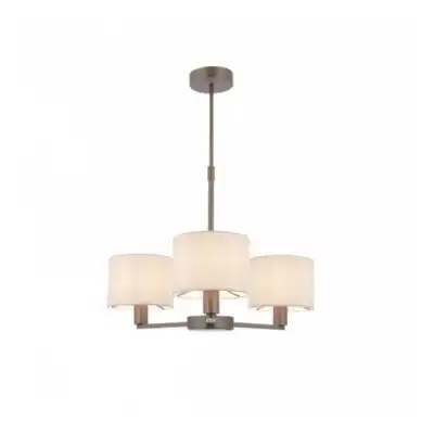Traditional Antique Small Bronze White Shaded 3 Pendant Light