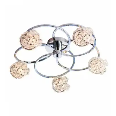 Chrome Clear Crystal Shade 5 Ceiling Light