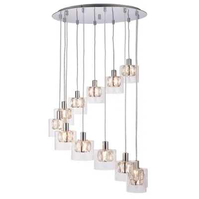 Crystal Glass Spiral Stairwell Chandelier