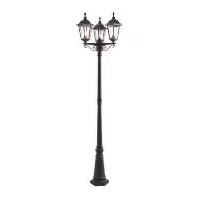 Vintage Outdoor Black Metal Garden Driveway 3 Light Lamp Post Street Lamp