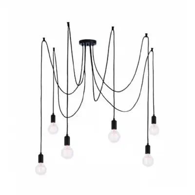 6 Cluster Pendant Light Matt Black