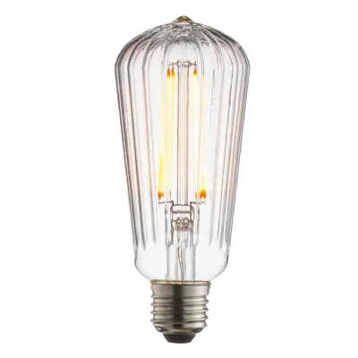 Ribb Pear Bulb Clear Glass