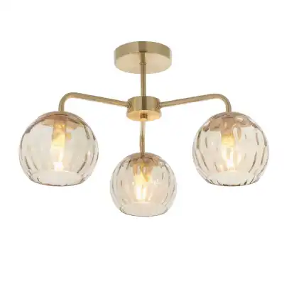 Brass Gold Dimple 3 Ceiling Light