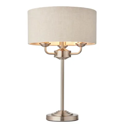 Highclere 3 Table Light Chrome And Natural Linen