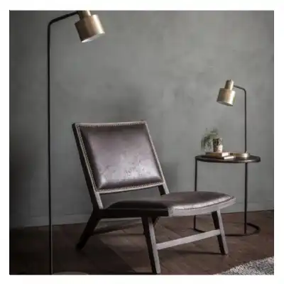 Metal Steel Floor Standing Tall Lamp Matt Antique Brass and Black
