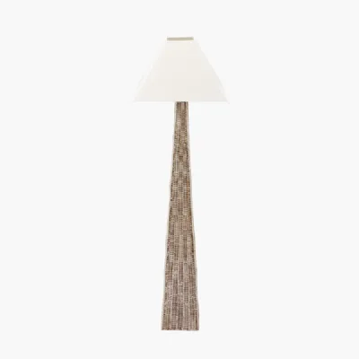 Seacomb Rattan Pyramid Floor Lamp Base with Pyramid 48cm Cream Cotton Tapered Square Lampshade