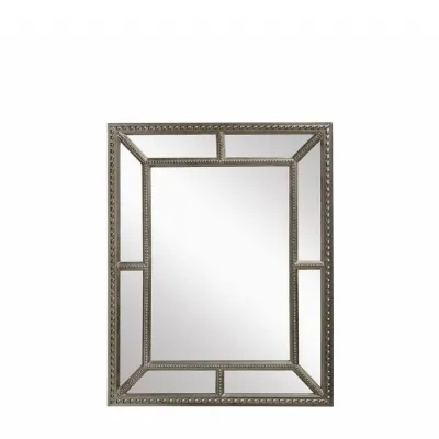 Silver Pewter Intricate Patterned Bevelled Glass Wall Mirror
