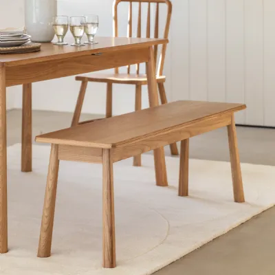 Light Oak Nordic Style Dining Bench 130cm Wide
