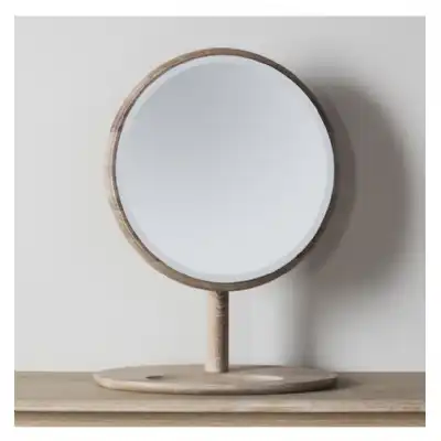 Light Oak Round Vanity Dressing Table Mirror