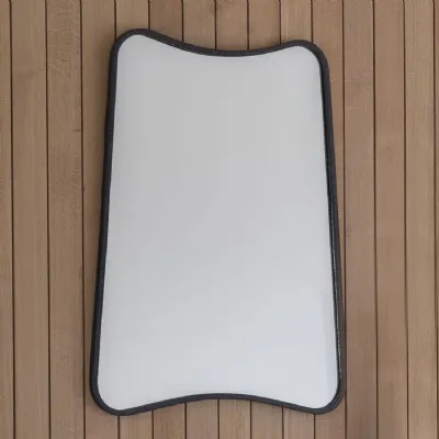Black Metal Framed Rectangular Wall Mirror Curved Corners