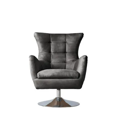 Swivel Chrome Base Black Leather Chair