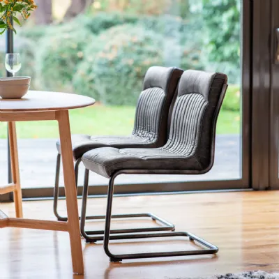 Black Leather Dining Office Chair Metal Cantilever Legs