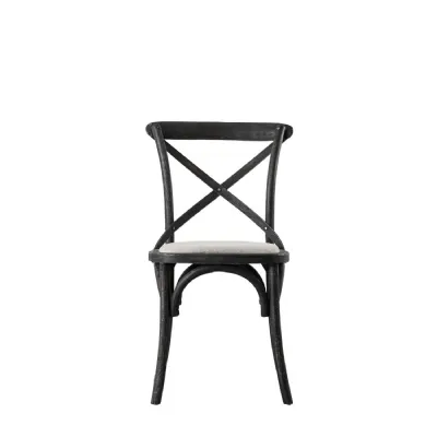 Cafe Chair Black Linen 470x560x880mm (2pk)