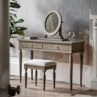 Natural Wood Parquet Designed 2 Drawer Dressing Table