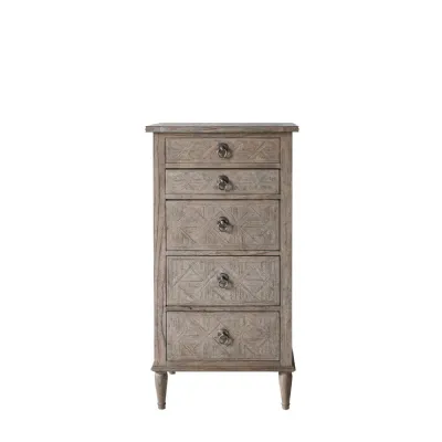 Colonial Washed Five Drawer Tallboy