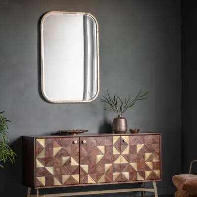 Antique Champagne Silver Distressed Rectangular Wall Mirror
