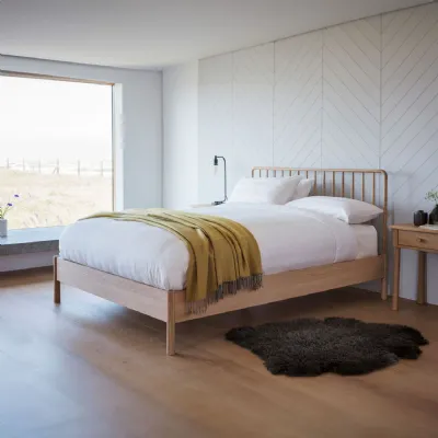 Nordic Solid Oak Wood Double Spindle Bed Low Foot End