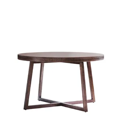 Brown Wood Round Frieze Dining Table