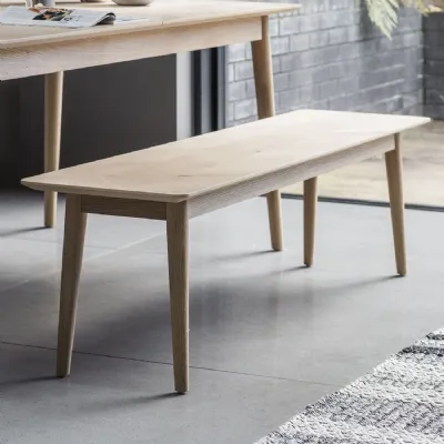 Rustic Light Oak Wood Dining Bench Chevron Top 150cm Wide