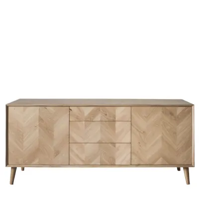 Matt Oak Chevron Sideboard