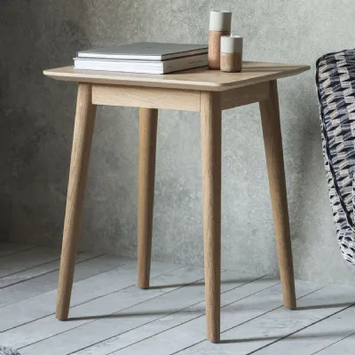 Natural Oak Wood Side Table Tapered Legs