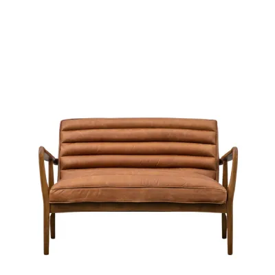 2 Seater Vintage Brown Leather Sofa