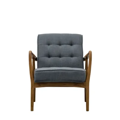 Brown Leather Oak Frame Armchair