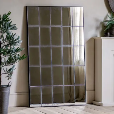 Tall Rectangular Large Antique Mirror Edged Detailing