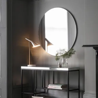 Large Black Metal Round Plain Wall Mirror 100cm