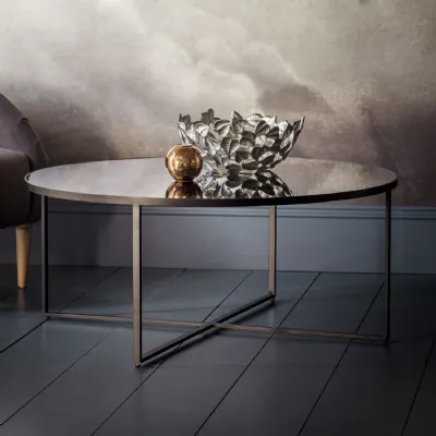 Smoked Grey Glass Top Round Coffee Table Matt Black Frame