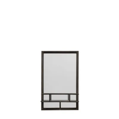 Black Rectangular Mirror With Shelf