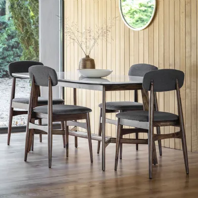 White Marble Top Dark Acacia Wood Dining Table