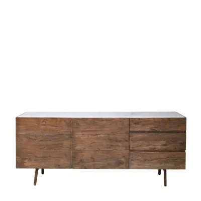 Dark Wood Marble Top Sideboard