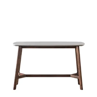 Solid Dark Wood Console With Marble Top