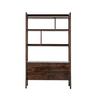 Marble Top Dark Wood Shelving Unit