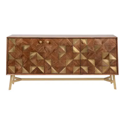 Brushed Brass Three Door Sideboard