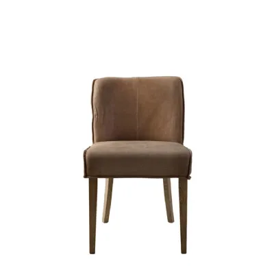 Pair of Brown Saddle Stitch Leather Chairs
