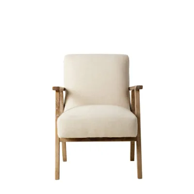 Mid Century Natural Linen Armchair