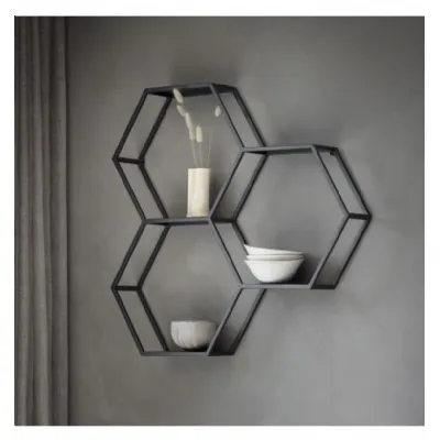 Metal Geometric Trio Wall Hanging Display Shelf Unit